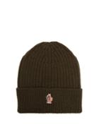 Matchesfashion.com Moncler Grenoble - Logo Embroidered Wool Beanie Hat - Mens - Khaki