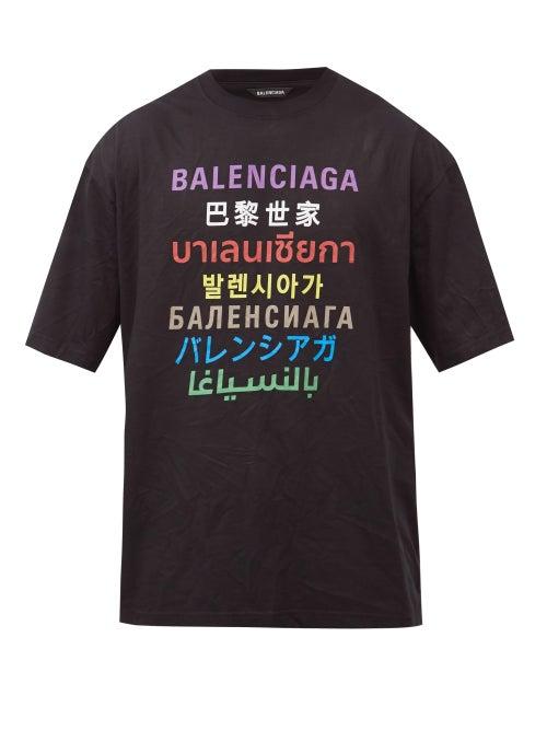Matchesfashion.com Balenciaga - Language-print Cotton-jersey T-shirt - Mens - Black Multi