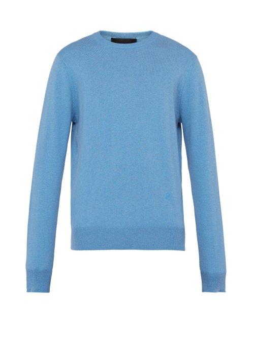 Matchesfashion.com Stella Mccartney - Crew Neck Cashmere And Wool Blend Sweater - Mens - Blue
