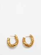 Balenciaga - Logo-engraved Gold Hoop Earrings - Womens - Gold