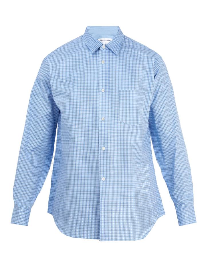 Comme Des Garçons Shirt Raw-edge Detailed Checked Cotton-poplin Shirt