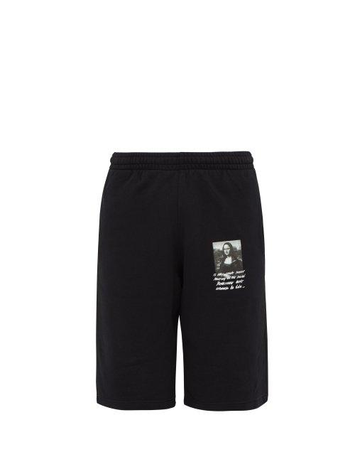 Matchesfashion.com Off-white - Mona Lisa Print Cotton Shorts - Mens - Black