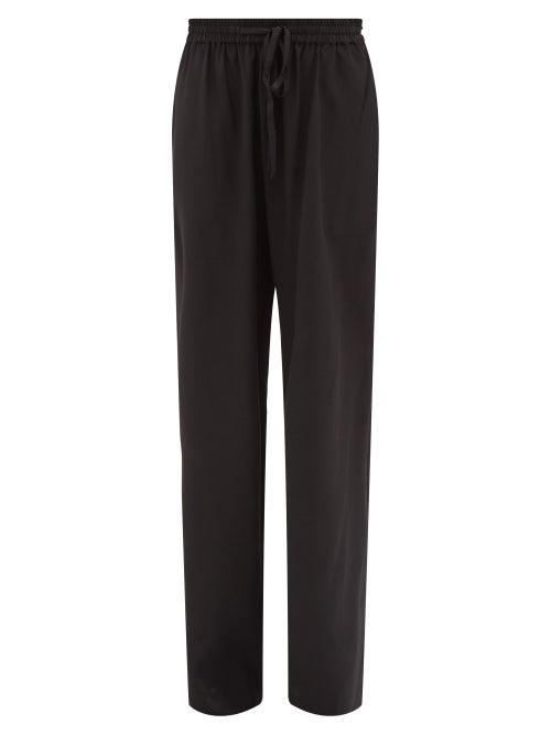 Matteau - Drawstring-waist Silk-crepe Trousers - Womens - Black
