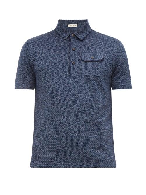 Matchesfashion.com Etro - Jacquard Knit Cotton Polo Shirt - Mens - Blue