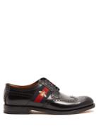 Gucci Web-panelled Leather Brogues