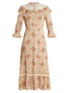 Vilshenko Emilie Lace-insert Silk Crepe De Chine Dress