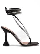 Ladies Shoes Amina Muaddi - Zula Crystal-strap Satin-heel Sandals - Womens - Black