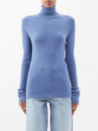 Raey - Roll-neck Fine-rib Merino-wool Sweater - Womens - Blue