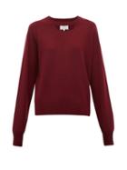 Matchesfashion.com Maison Margiela - Cut Out Wool Sweater - Womens - Burgundy