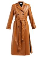 Matchesfashion.com Osman - Emme Double Breasted Faux Leather Trench Coat - Womens - Brown
