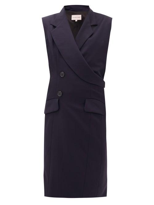 Matchesfashion.com Natasha Zinko - Double-breasted Sleeveless Wool Jacket - Womens - Navy