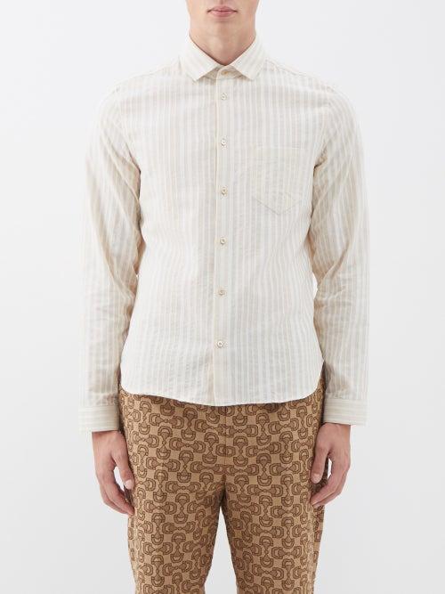 Gucci - Patch-pocket Striped Cotton Shirt - Mens - Ivory