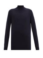Matchesfashion.com Connolly - Longline Stand-neck Wool Sweater - Womens - Navy