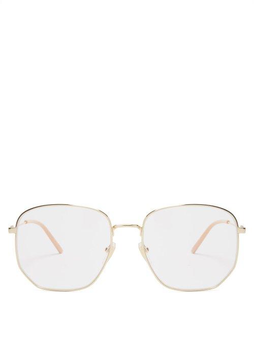 Matchesfashion.com Gucci - Square Frame Metal Glasses - Mens - Gold