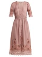 Sea Greta Floral-embroidered Cotton-blend Dress