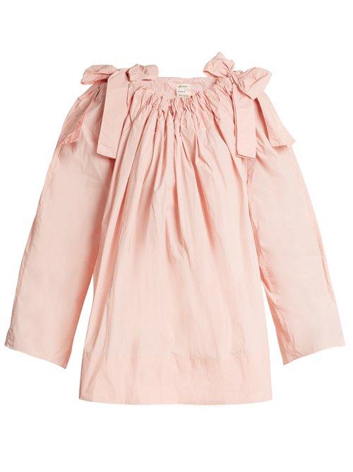 Matchesfashion.com Maison Rabih Kayrouz - Scoop Neck Bow Detail Paper Taffeta Top - Womens - Pink