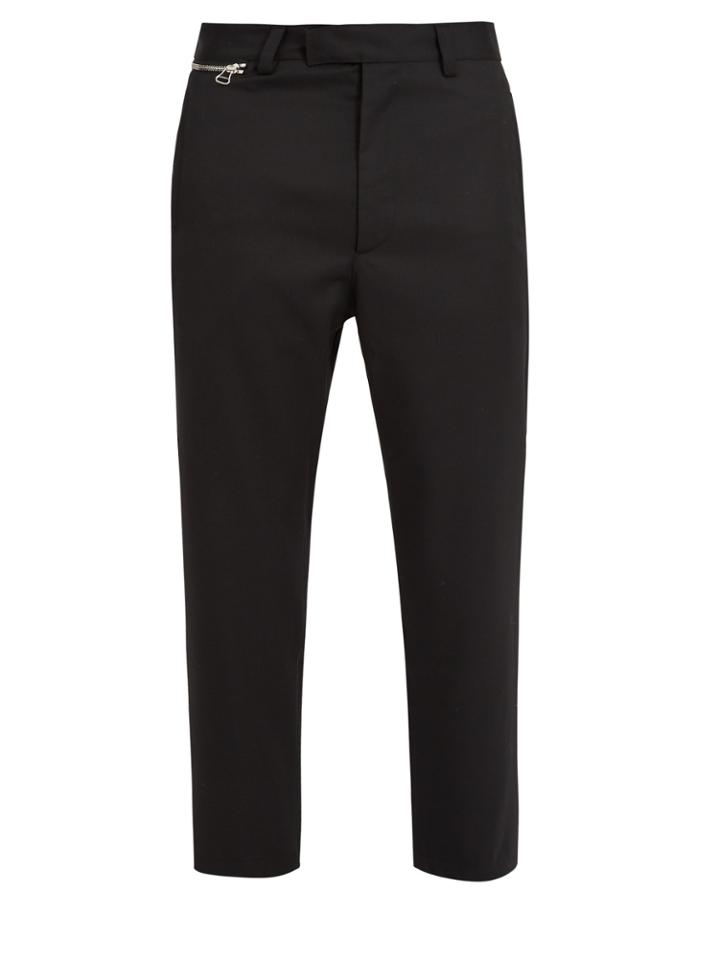 Oamc Zip Tapered-leg Cropped Wool-twill Trousers