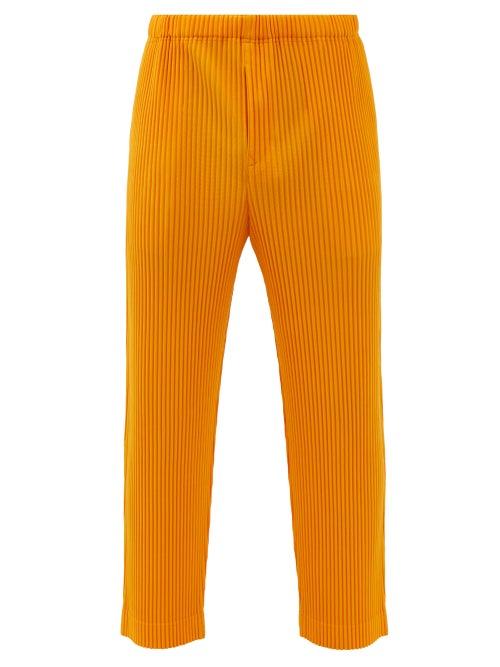 Homme Pliss Issey Miyake - Technical-pleated Trousers - Mens - Orange