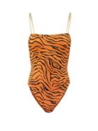 Matchesfashion.com Reina Olga - Chloe Tiger-print Swimsuit - Womens - Orange Print