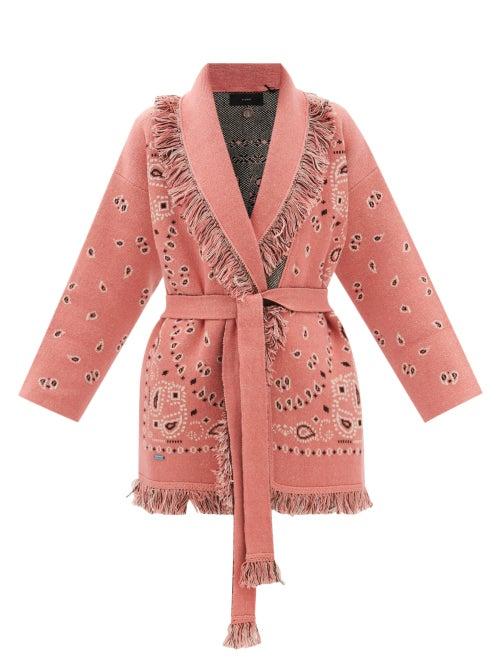 Alanui - Icon Bandana-jaquard Cashmere-blend Cardigan - Womens - Pink Multi