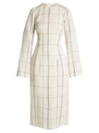 Matchesfashion.com Raey - Darted Long Sleeved Checked Twill Dress - Womens - White