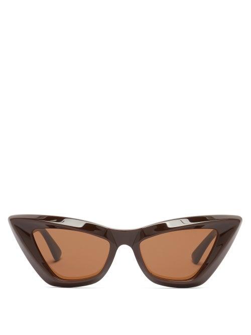 Ladies Accessories Bottega Veneta - Cat-eye Acetate Sunglasses - Womens - Brown