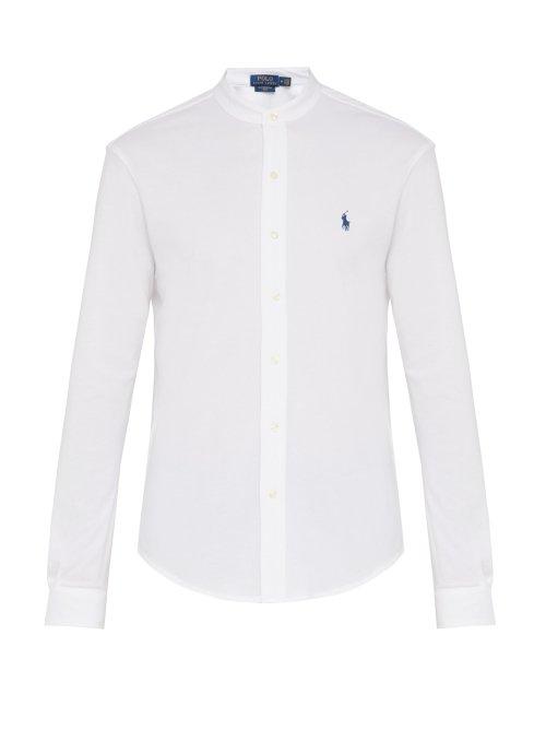 Matchesfashion.com Polo Ralph Lauren - Band Collar Cotton Piqu Shirt - Mens - White