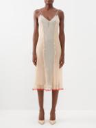 Fendi - Abito Panelled Chiffon-crepe Slip Dress - Womens - Nude