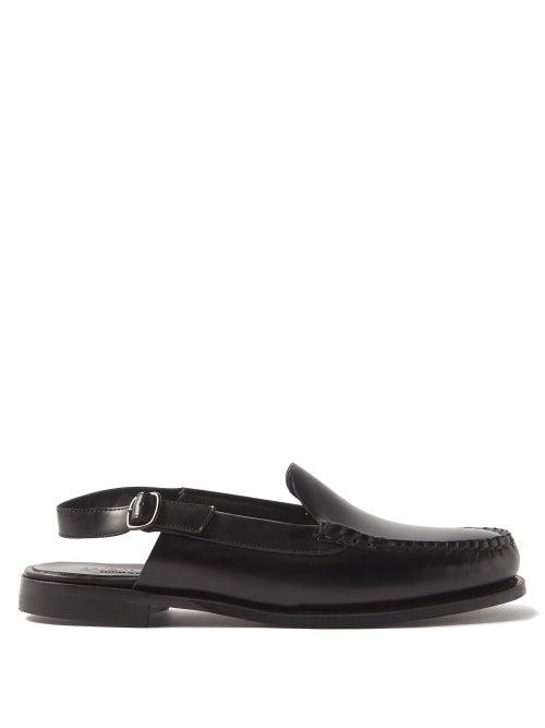 Hereu - Raigeur Slingback Leather Loafers - Mens - Black