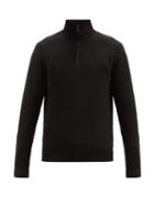 Matchesfashion.com Ralph Lauren Purple Label - Zip-neck Seed-stitched Wool Sweater - Mens - Black