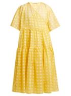 Matchesfashion.com Cecilie Bahnsen - Patricia Tiered Floral Fil Coup Organza Dress - Womens - Yellow White