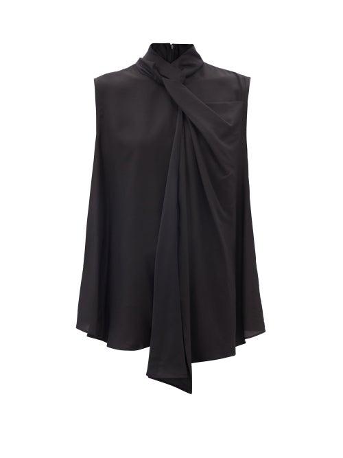 Raey - Knotted-neck Sleeveless Top - Womens - Black