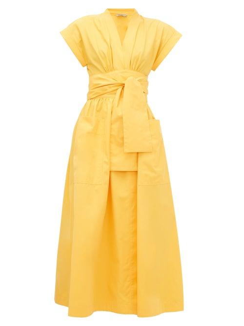 Matchesfashion.com Three Graces London - Clarissa V-neck Cotton Wrap Dress - Womens - Yellow