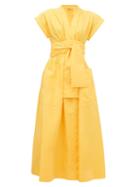 Matchesfashion.com Three Graces London - Clarissa V-neck Cotton Wrap Dress - Womens - Yellow