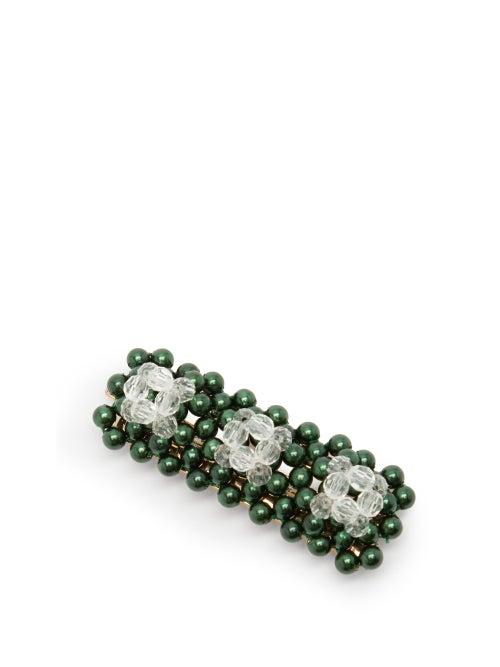 Matchesfashion.com Shrimps - Antonia Bead-embellished Hair Clip - Womens - Green