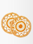 Sensi Studio - Set Of Two Straw Placemats - Womens - Orange Multi