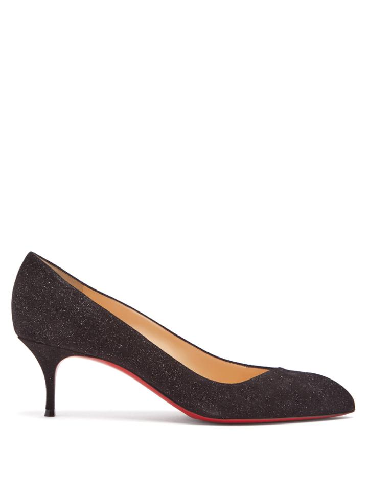 Christian Louboutin Corneille Glitter-embellished Suede Pumps