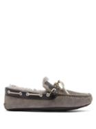 Mens Basics Quoddy - Fireside Suede And Shearling Slippers - Mens - Grey