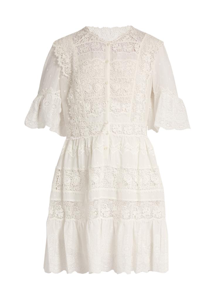 Rebecca Taylor Lace-trimmed Cotton-voile Dress