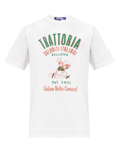 Matchesfashion.com Junya Watanabe - Trattoria Print Cotton T Shirt - Mens - White Multi