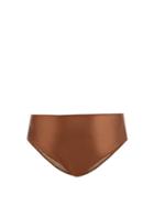 Nubian Skin - Cinnamon Satin And Stretch-tulle High-rise Briefs - Womens - Brown