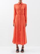 Gabriela Hearst - Mcgraw Embroidered Linen Shirt Dress - Womens - Orange