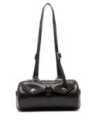 Matchesfashion.com Miu Miu - Flap Pocket Leather Bowling Bag - Womens - Black