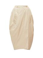 Matchesfashion.com Bottega Veneta - Tulip Wrap-front Cotton-blend Poplin Skirt - Womens - Beige