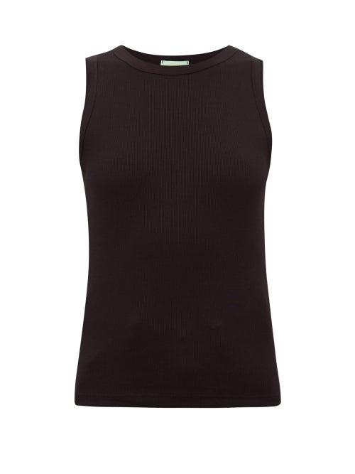 Matchesfashion.com Aries - Logo Label Ribbed Cotton Jersey Tank Top - Womens - Black