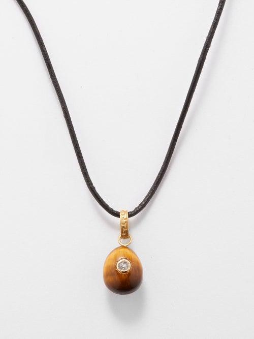 Jade Jagger - Tiger's Eye, Diamond & Gold Necklace - Womens - Brown Multi