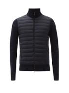 Matchesfashion.com Moncler - Down-panel Zip-through Cotton Track Jacket - Mens - Navy