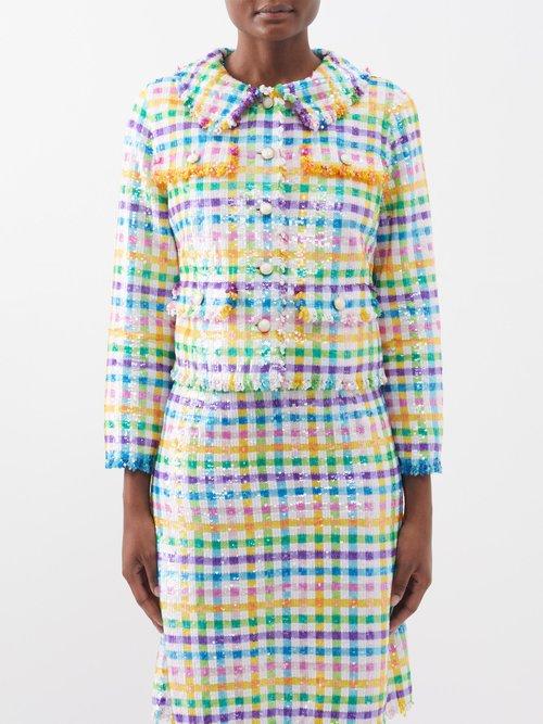 Ashish - Check Sequinned-cotton Jacket - Womens - Multi