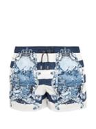 Dolce & Gabbana Sicilian Majolica And Striped-print Swim Shorts