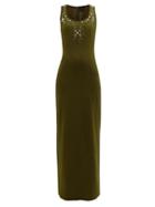 Givenchy - Studded Scoop-neck Jersey Maxi Dress - Womens - Khaki